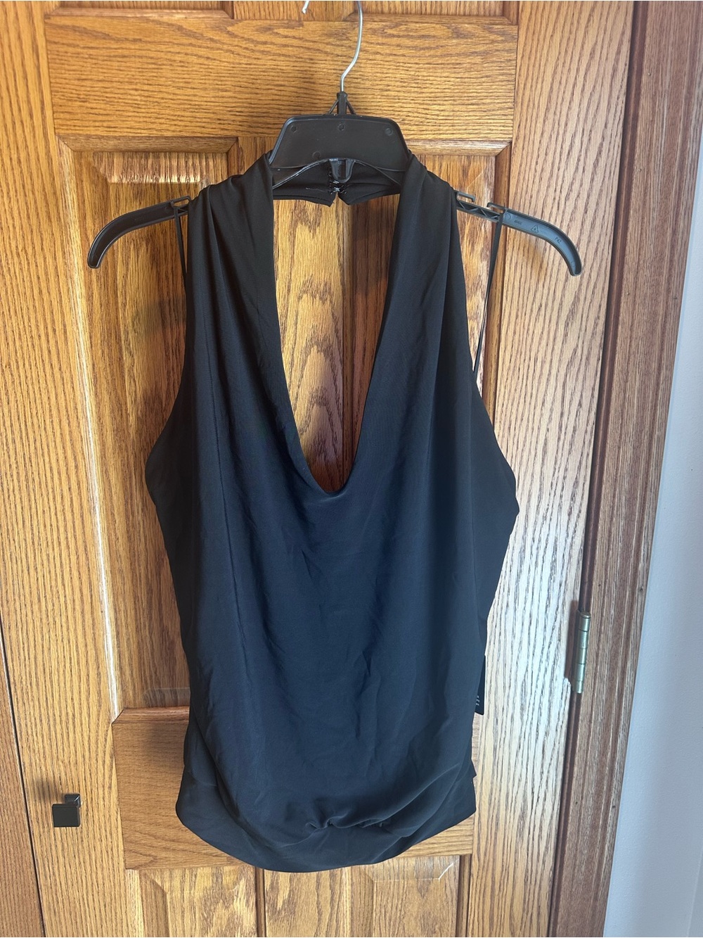 Express Sz L Black Cowell Neck Tank Low Scoop Back Black Halter Tank New